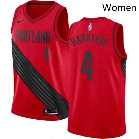 Womens Nike Portland Trail Blazers 4 Moe Harkless Swingman Red Alternate NBA Jersey Statement Edition